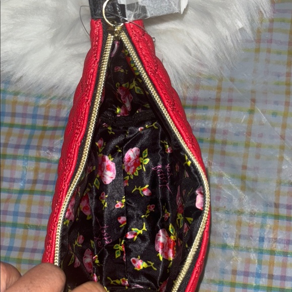 Betsey Johnson Red Quilted Clutch with Wristlet - Picture 6 of 7